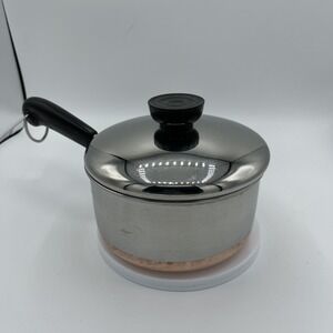 Revere Ware 1 Quart Copper Clad Stainless Steel Sauce Pan‎ W/Lid USA